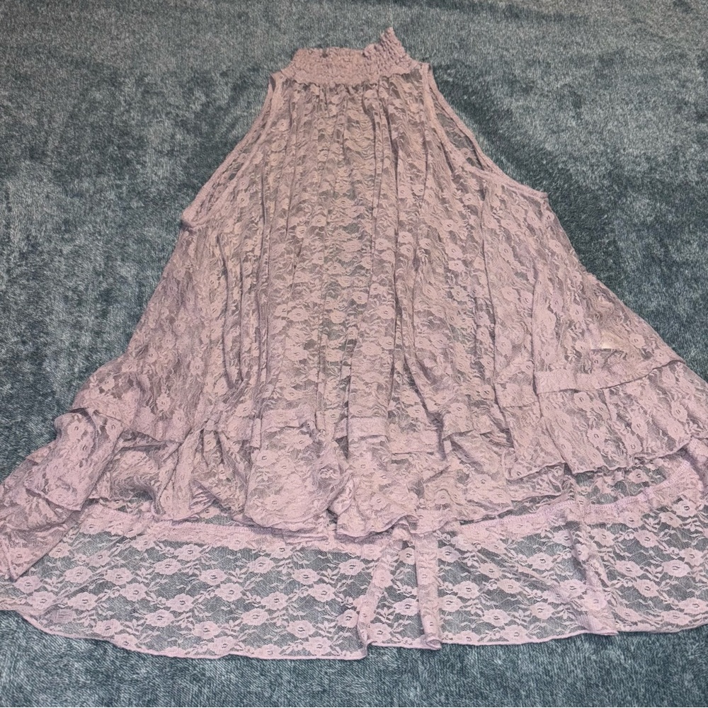Free People Myrna Mock Neck Sheer Lace Swing Tank in Lavender Size Small - Picture 2 of 5